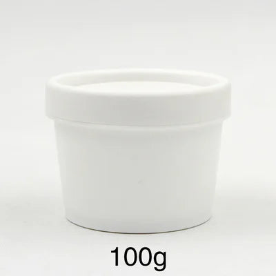 White empty round plastic jar with a matching white lid