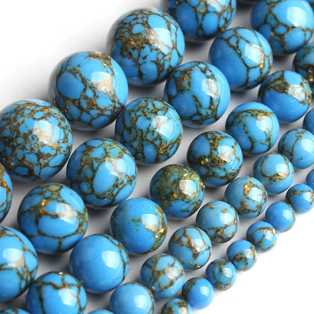 Stone Beads White Howlite-Style Gold-Tone Details for DIY Jewelry Making