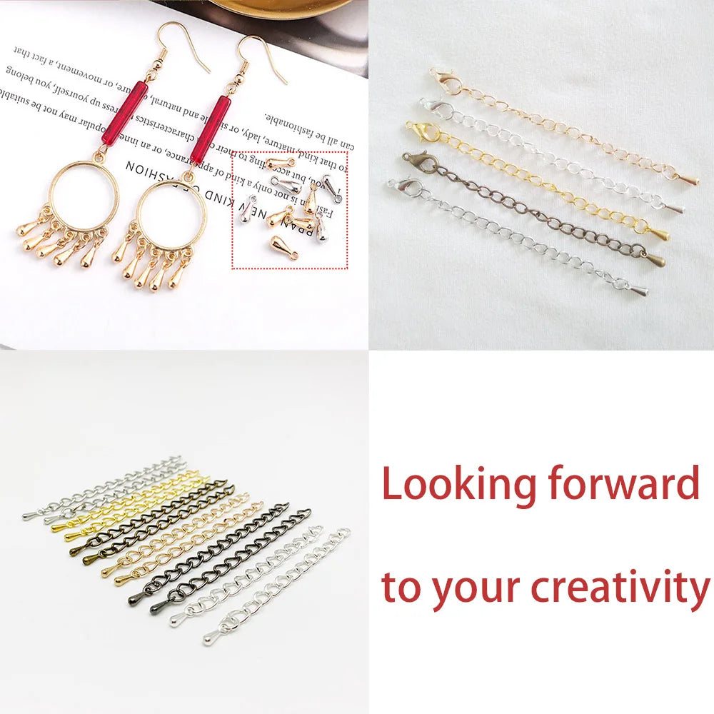 Metal Beads Gold Color Water Drop Pendant End Tail Extender Chain Craft Beads