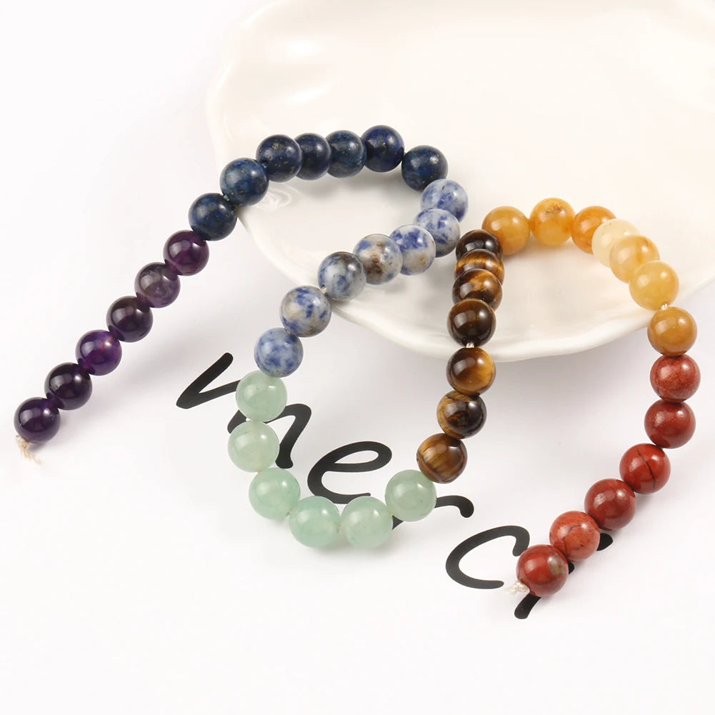 Stone Beads Round Seven Chakra Assorted Stone Styles for DIY Jewelry Making
