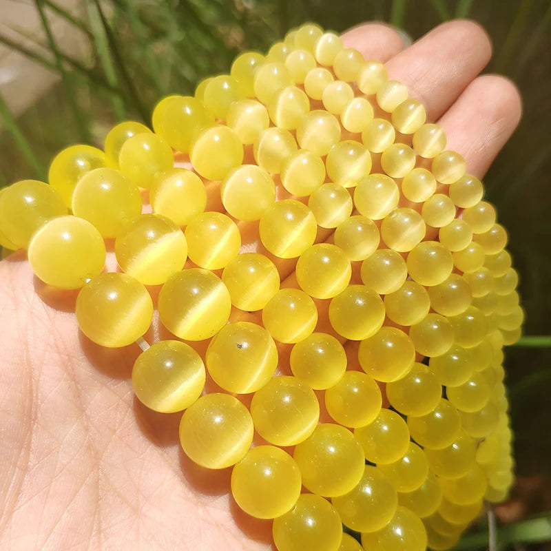 Glass Beads Round Cat Eye Opal-Style Mixed Colors for DIY Jewelry Making