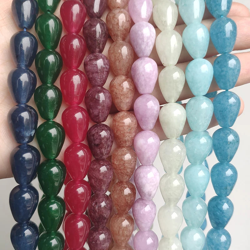 Stone Beads Jades-Style Angelite Amazonite Waterdrop Shape Bracelet Craft Beads