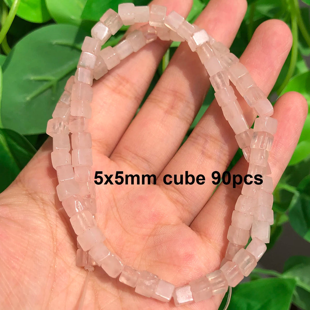 Stone Beads Pink Rose Quartz-Style Mixed Shapes for DIY Jewelry Making