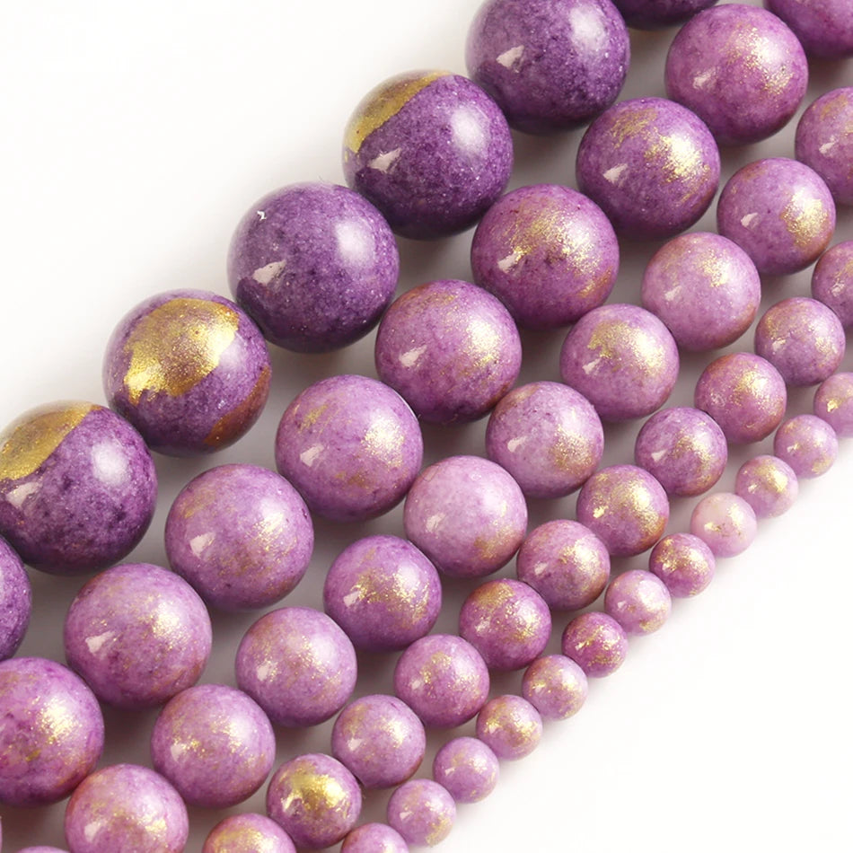 Stone Beads White Howlite-Style Gold-Tone Details for DIY Jewelry Making