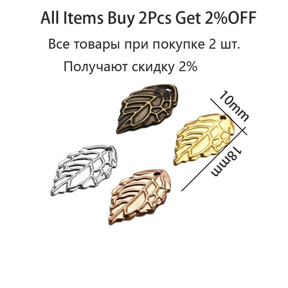 Earring Components Goldcolor Metal Charms Leaf Shape Earrings DIY Jewelry Making