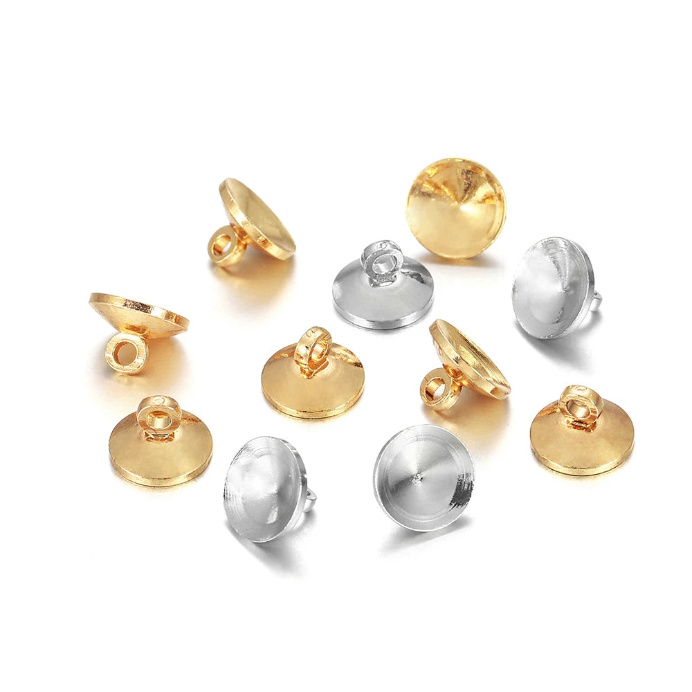 Jewelry Findings End Caps Connector Fit Round Pendants Necklace Craft Supplies