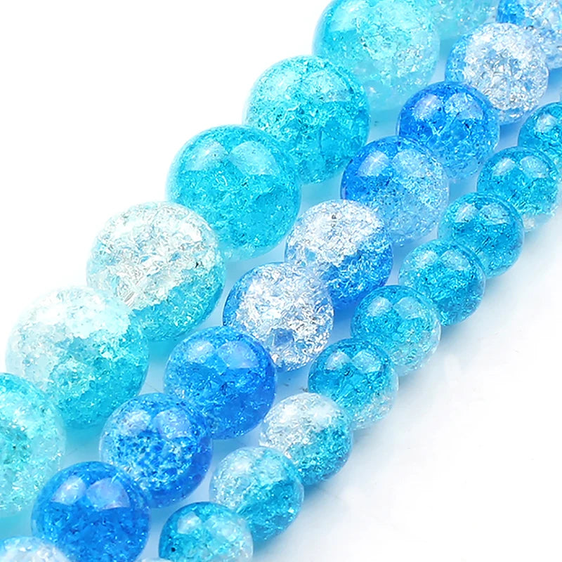 Stone Beads Round Multicolor Cracked Quartz-Style for DIY Jewelry Making