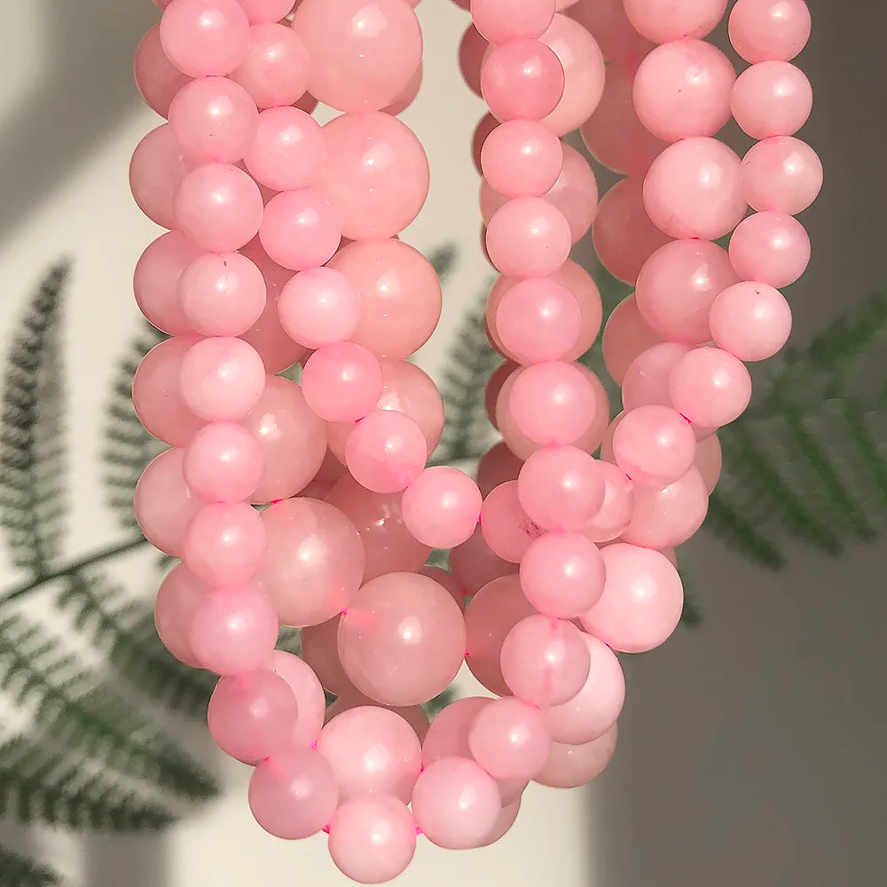 Stone Beads Round Pink Rose Quartz-Style for DIY Jewelry Making Craft Beads