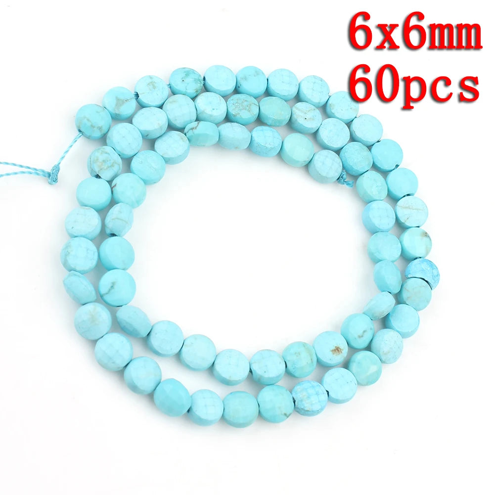 Stone Beads 18style Blue Turquoises-Style Matte Faceted Round Rondelles