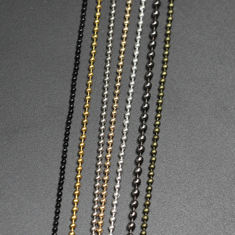 Metal Beads Dia Gold Black Color Ball Chains Necklaces for DIY Jewelry Making
