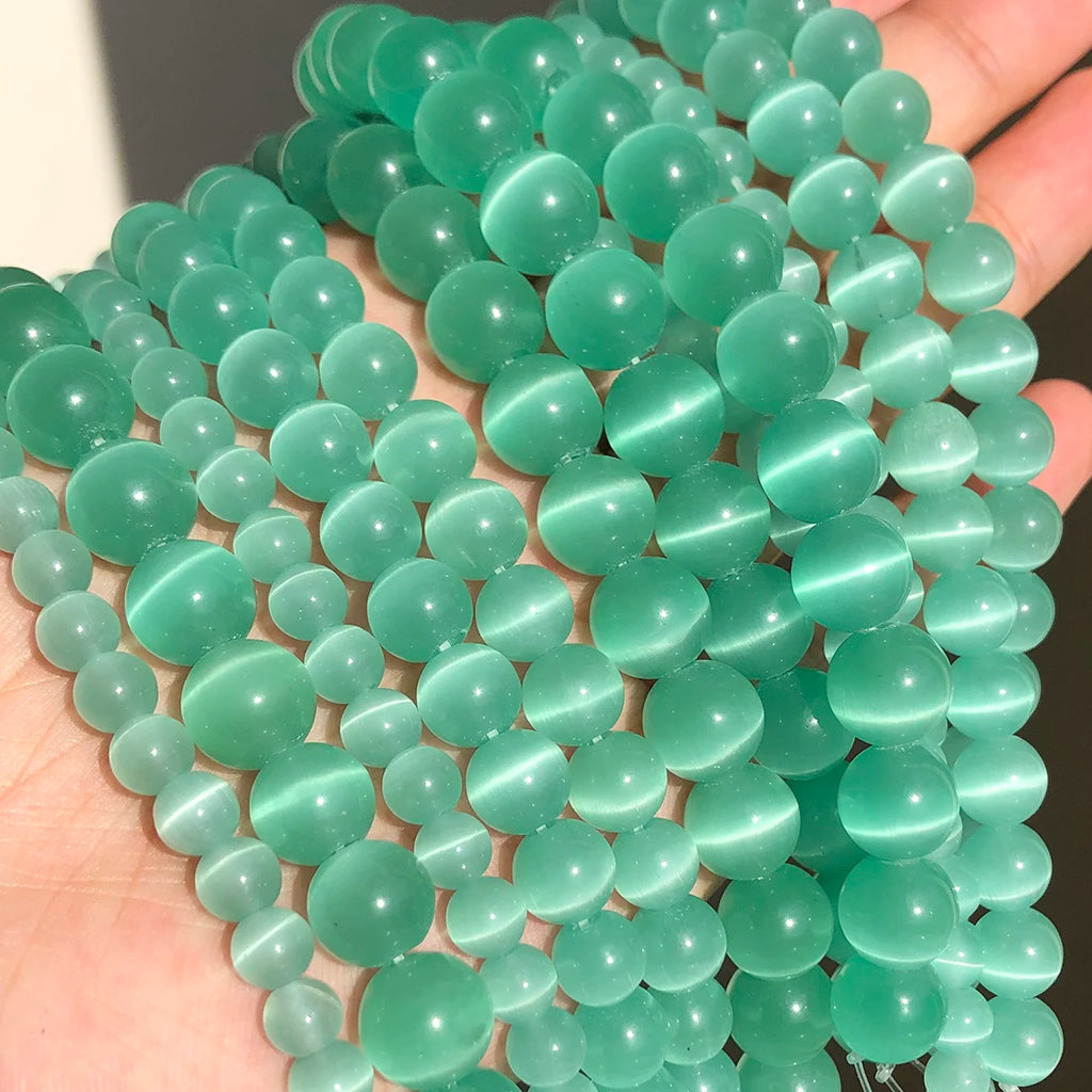 Stone Beads Round Green Agate Jasper Tiger Eye Styles for DIY Jewelry Making