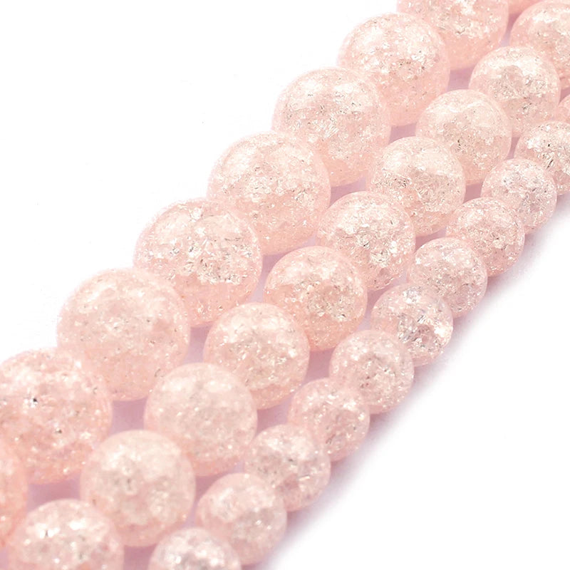 Stone Beads Round Multicolor Cracked Quartz-Style for DIY Jewelry Making