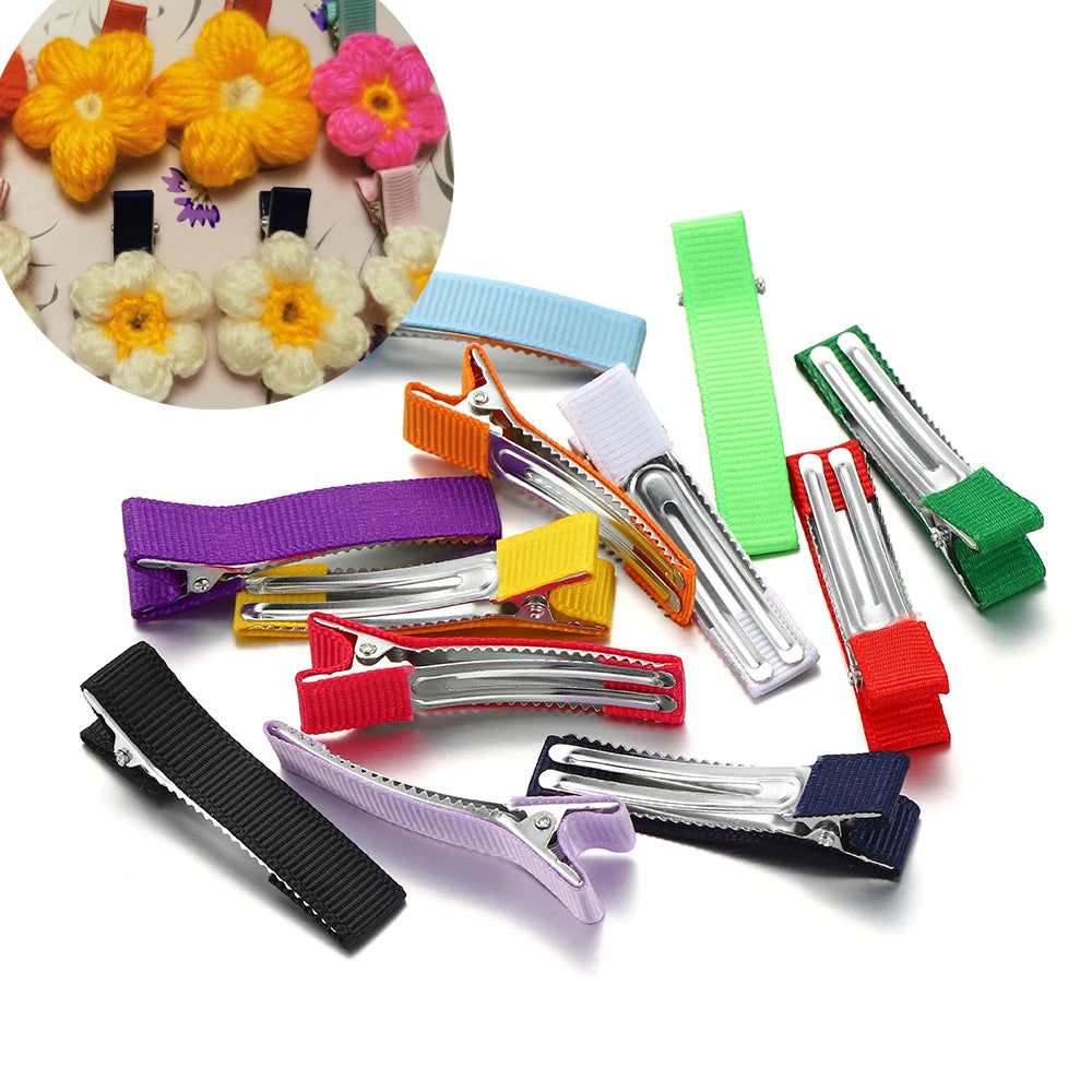 Hair Clip Blanks Colorful Fabric Base HairClips Webbing Hairpins Craft Supplies