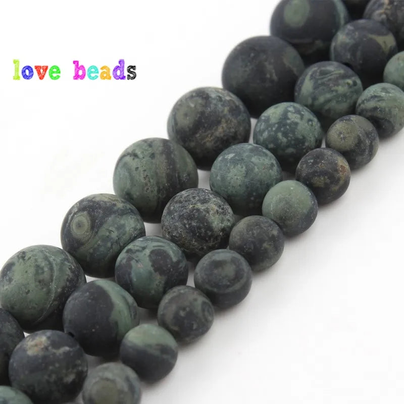 Stone Beads Dark Green Zebra Jaspers-Style Round Bracelet Perles Craft Beads