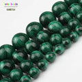 Stone Beads Round Green Malachite-Style for DIY Jewelry Making Bracelet Supplies