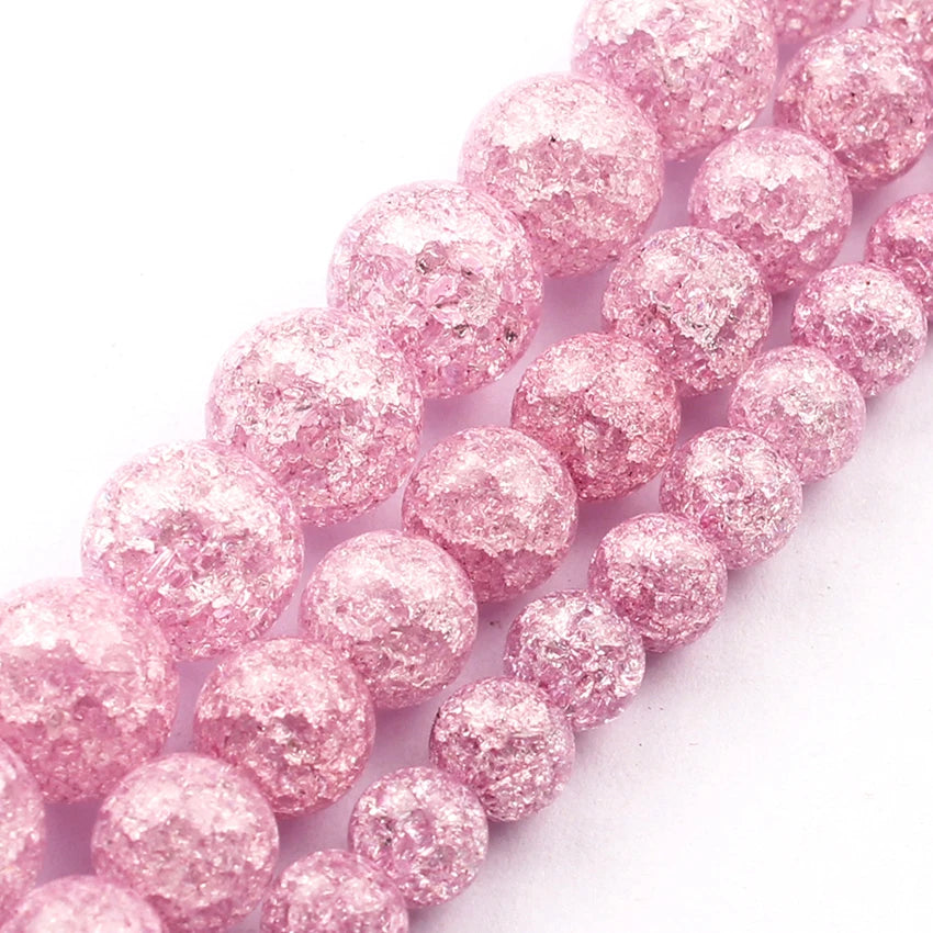 Stone Beads Round Multicolor Cracked Quartz-Style for DIY Jewelry Making