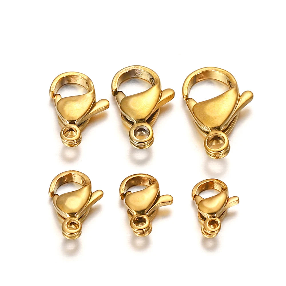 Lobster Clasps Stainless Steel Gold Color Connectors DIY Jewelry Making