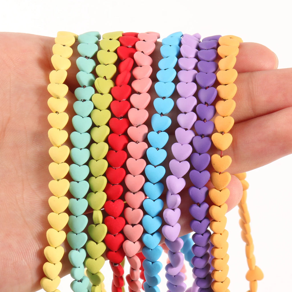 Stone Beads Rubber Heart Shape Multicolor Hematite Round Bracelet Craft Beads