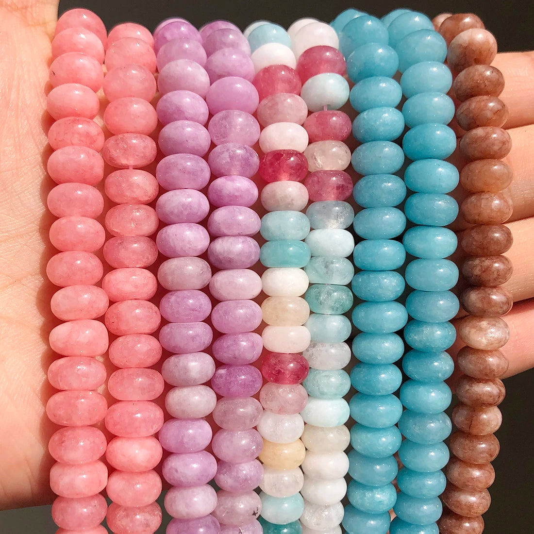 Stone Beads Round Purple Blue Angelite-Style Rondelle for DIY Jewelry Making