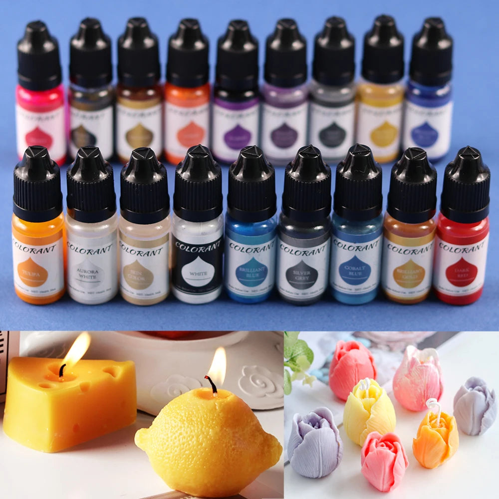 24 Color 10ml Candle Soap Pigment Liquid Colorant Resin Coloring Dye for DIY Candle Soap Epoxy Resin Mold Craft Making Pigments