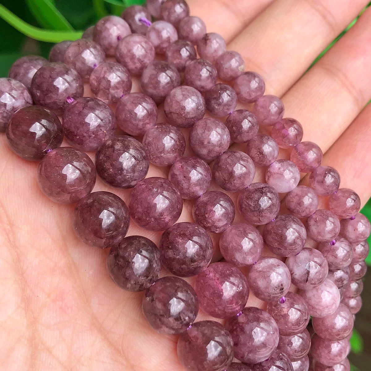 Stone Beads Round Purple Lepidolite-Style for DIY Jewelry Making Craft Beads