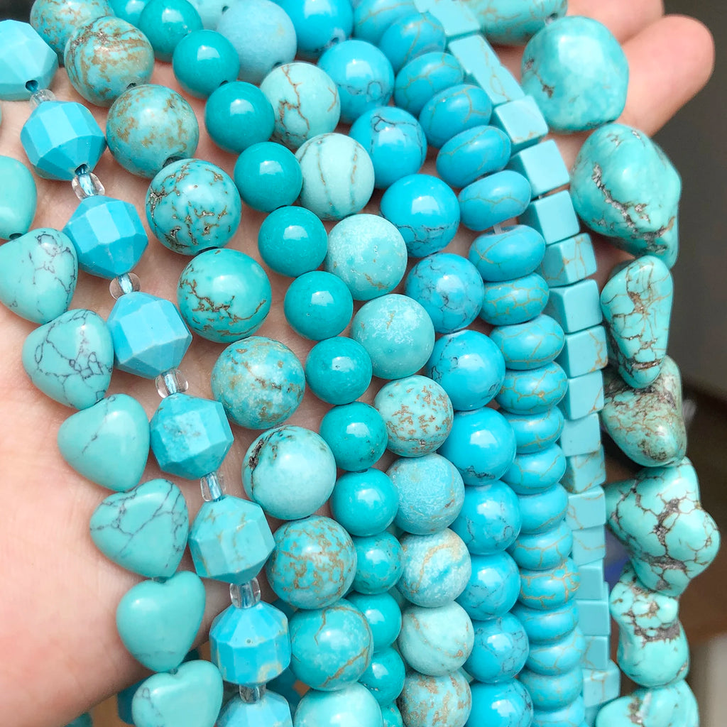 Stone Beads 18style Blue Turquoises-Style Matte Faceted Round Rondelles