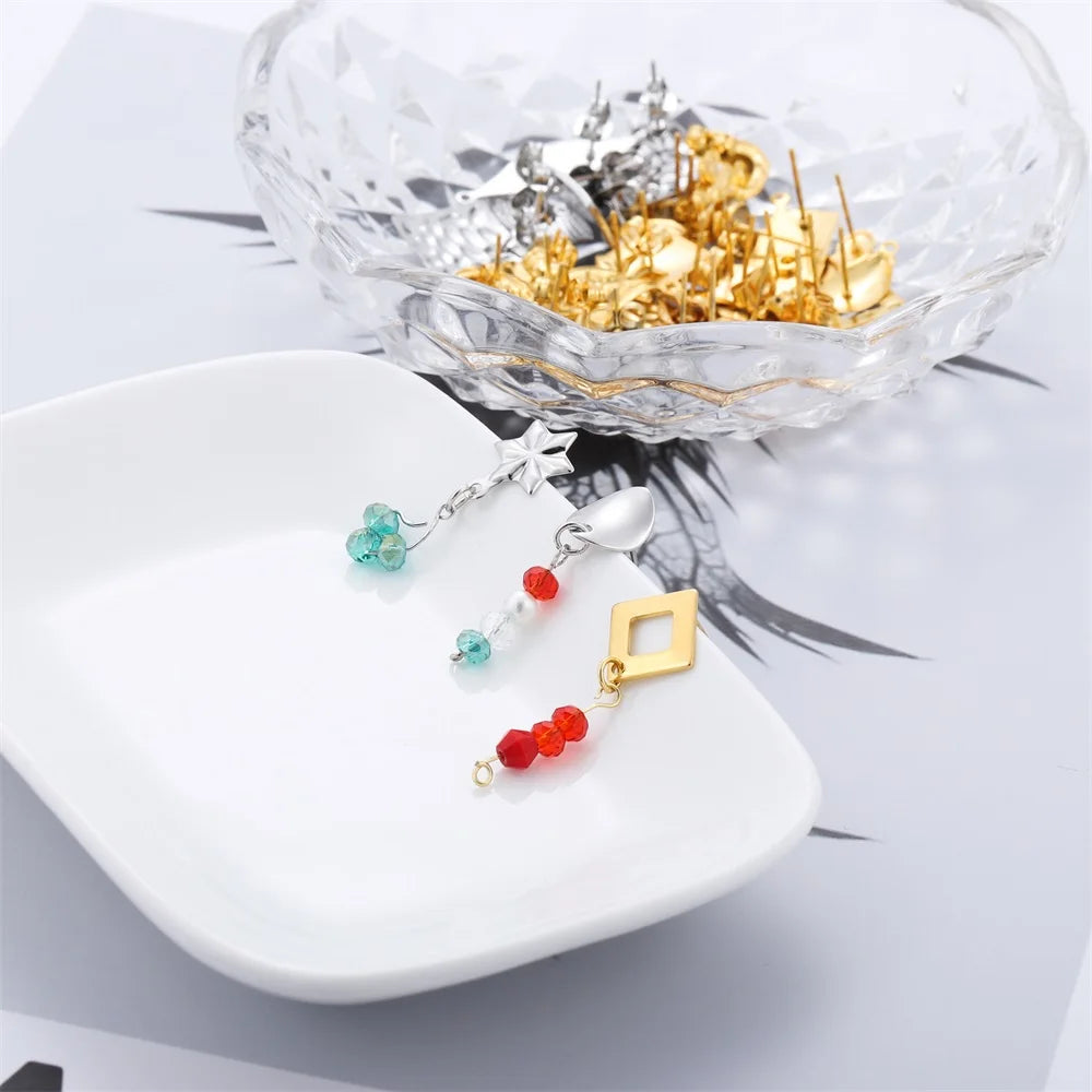 Ring Settings Stainless Steel Earring Base Geometric Leaves DIY Jewelry Making