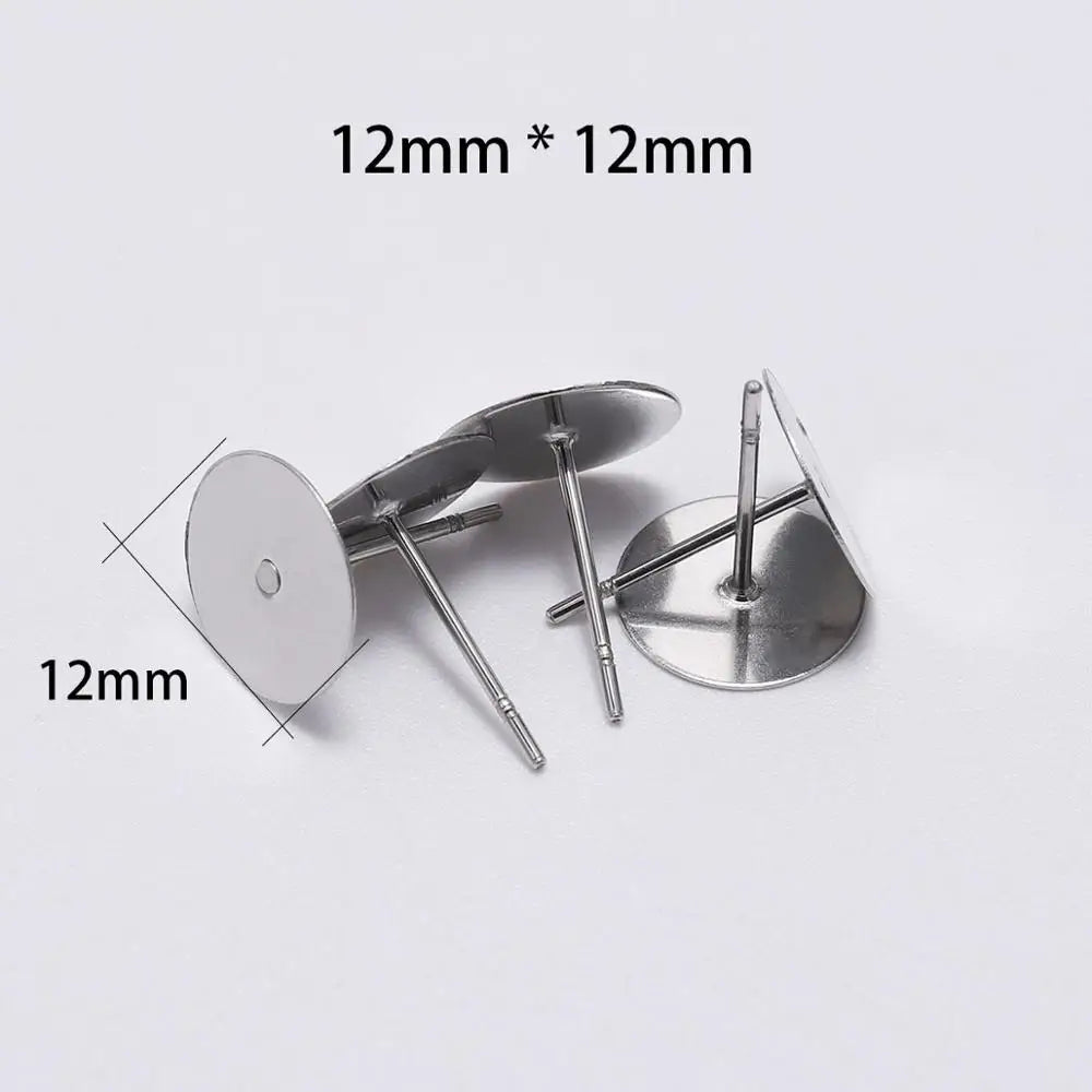 Ring Settings Stainless Steel Blank Earring Stud Base Cabochon Craft Supplies