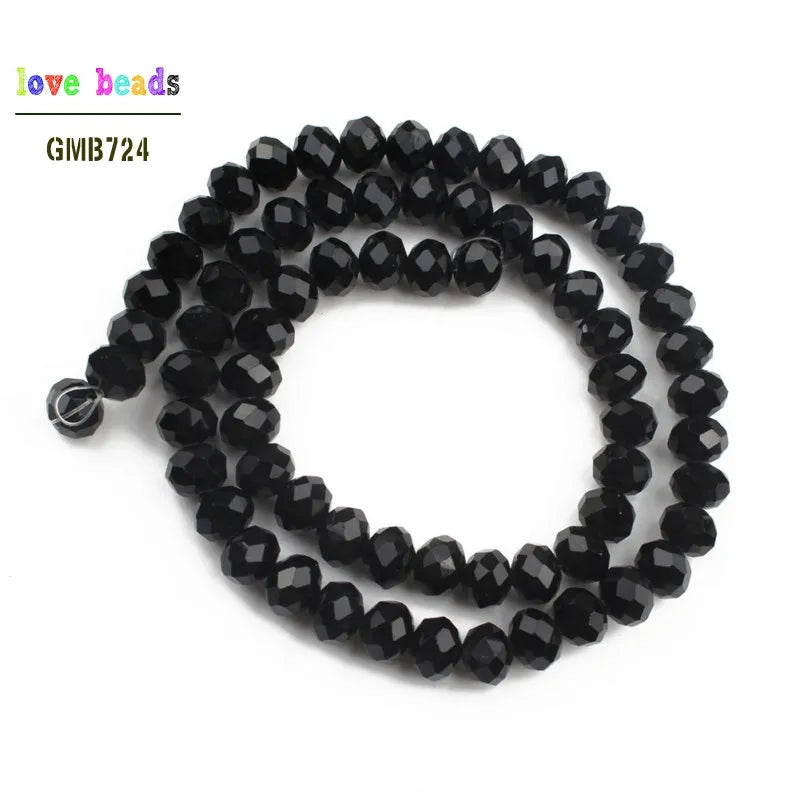 Glass Beads Faceted Black Crystal Rondelle Spacer for DIY Jewelry Making