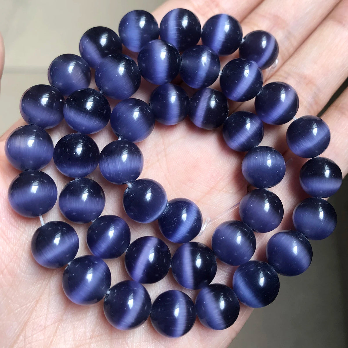 Glass Beads Pink Cat Eye Opal-Style Round for DIY Jewelry Making Craft Beads