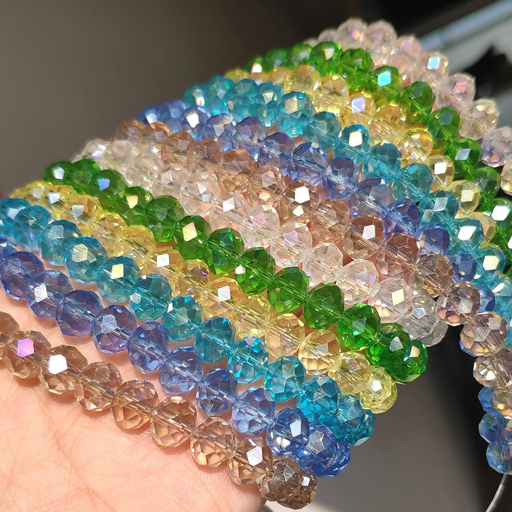 Glass Beads Faceted Round Multicolor Crystal-Style for DIY Jewelry Making