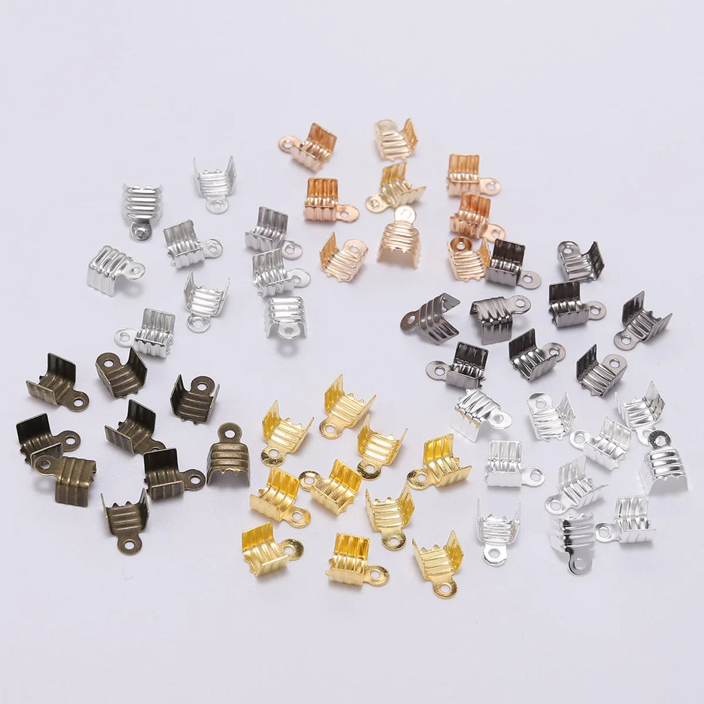 Cord End Caps Metal Crimp Necklace Connectors DIY Jewelry Making Craft Supplies