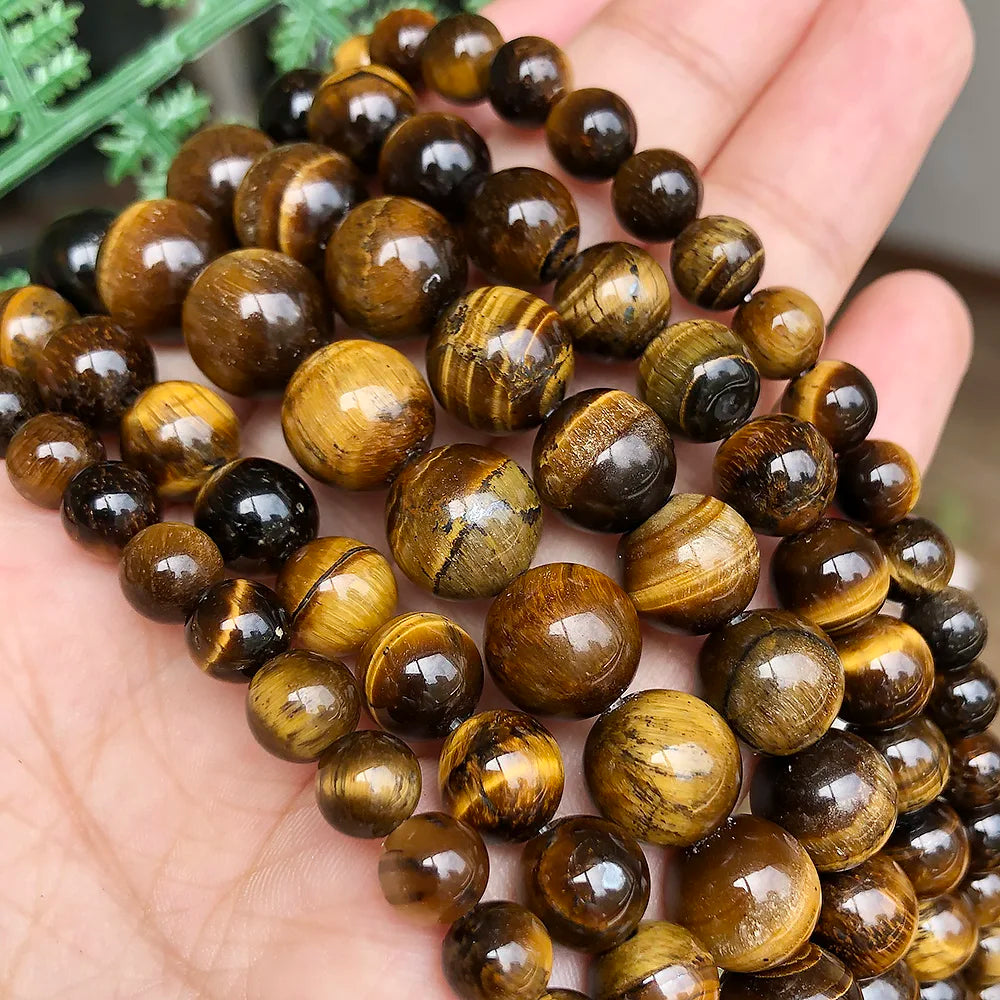 Stone Beads Round Yellow Tiger Eye for DIY Jewelry Making Bracelet Supplies
