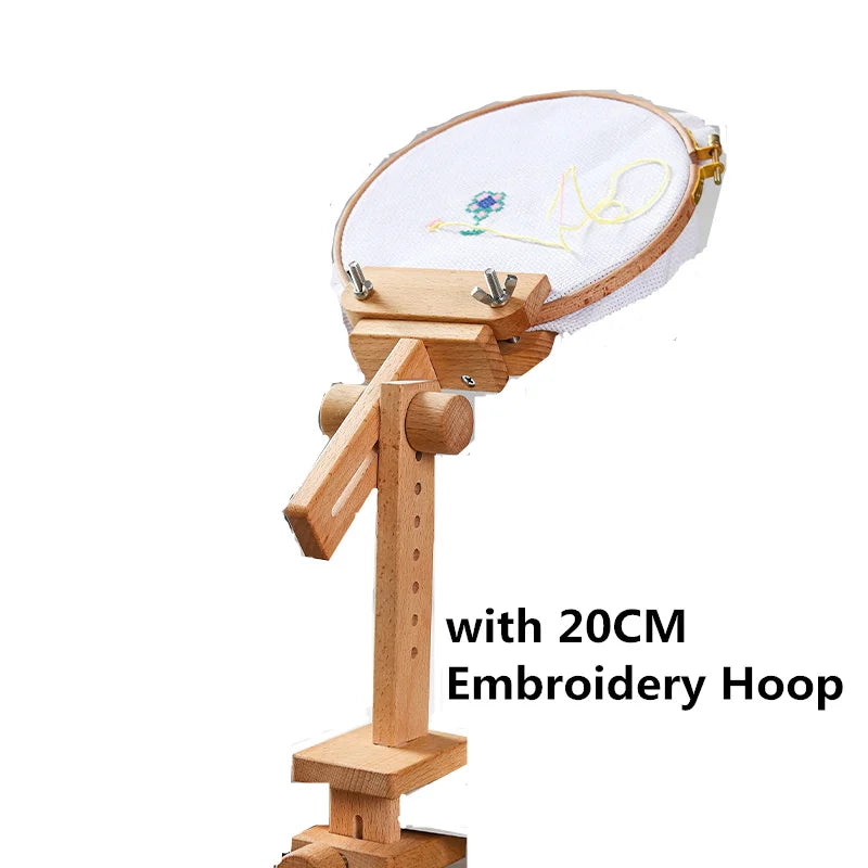 Embroidery Hoop Stand, Rotating Wooden Desktop Rack for Cross-Stitch