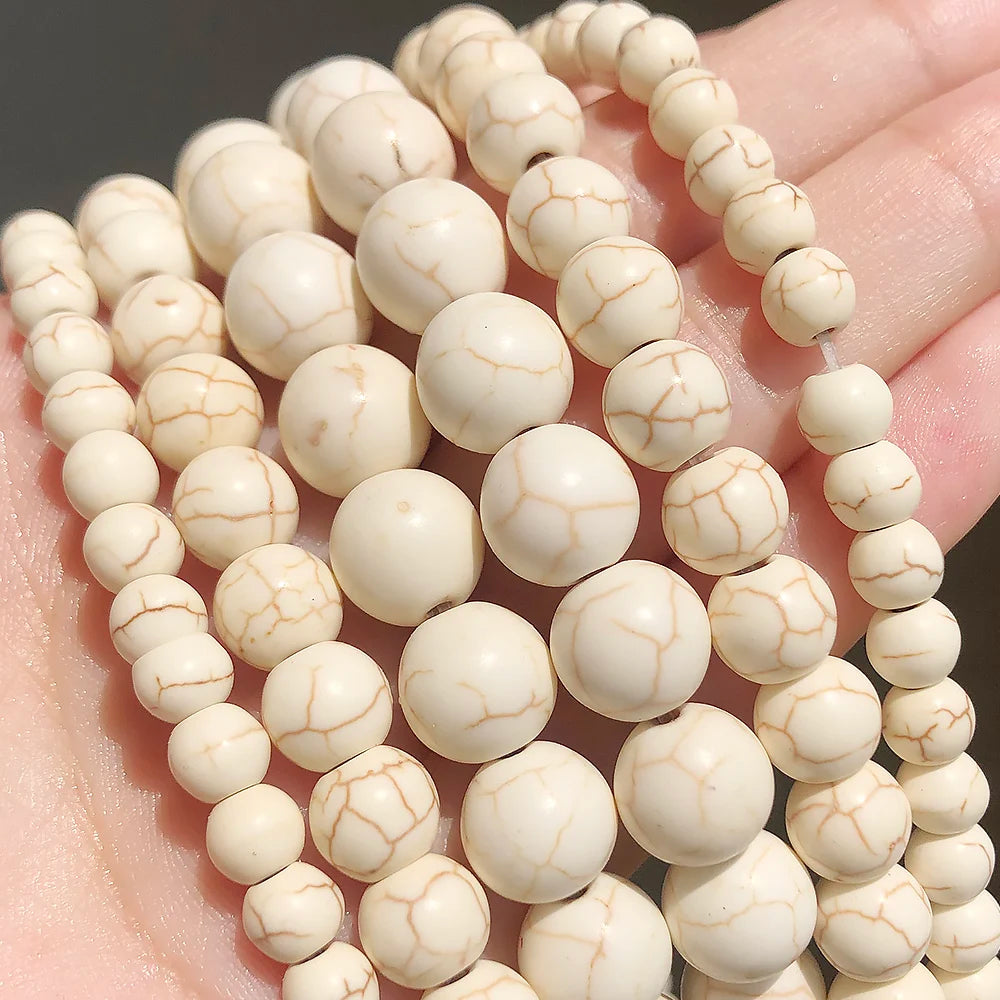 Stone Beads White Howlite-Style Round Spacers for DIY Jewelry Making Craft Beads