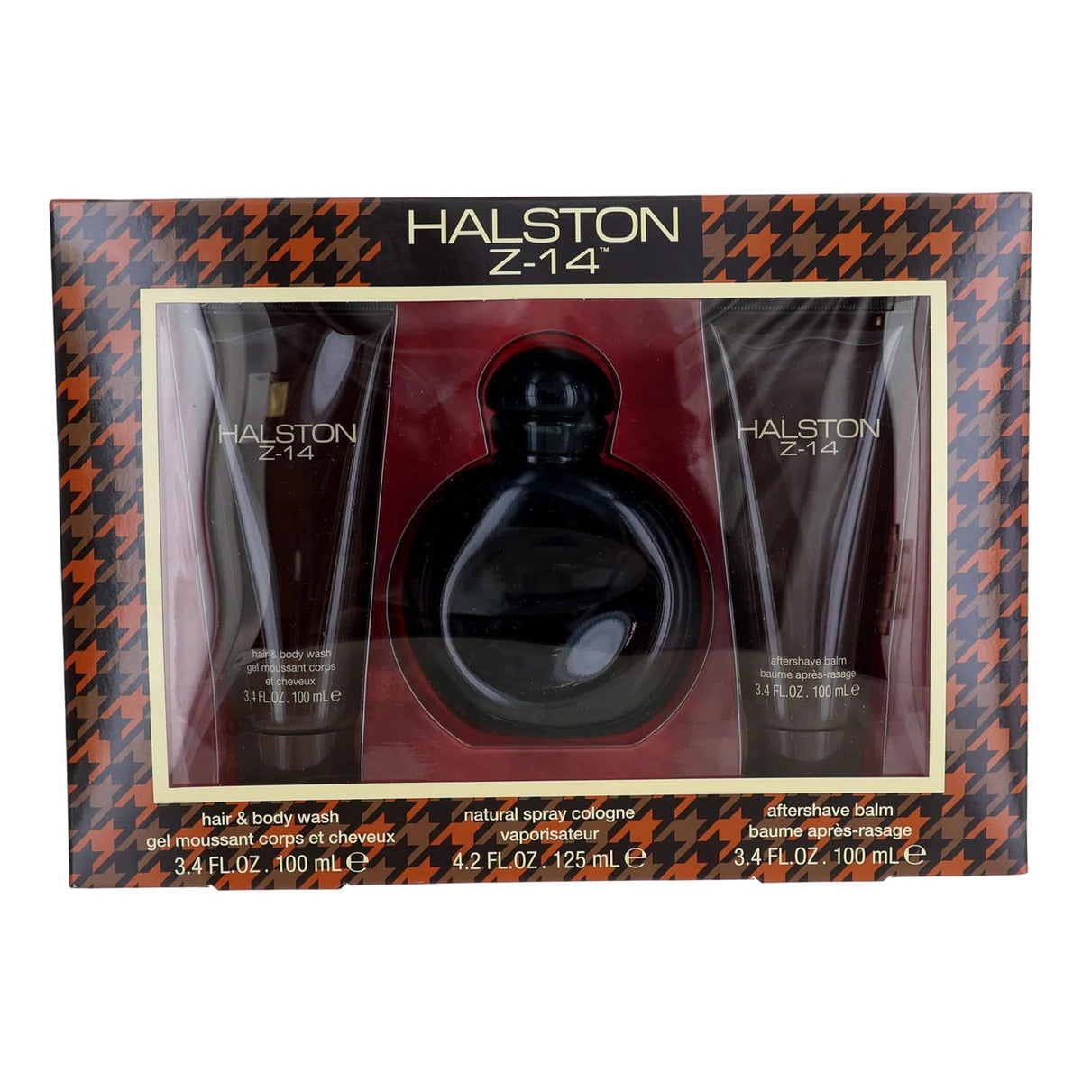 Halston Z-14 3 Pcs Set For Men: 4.2 Cologne Spray + 3.4 Aftershave Balm + 3.4 Hair & Body Wash