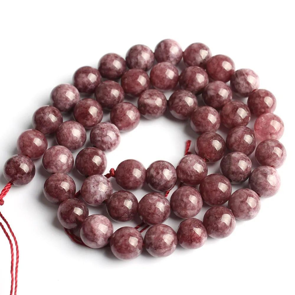 Stone Beads Round Purple Lepidolite-Style for DIY Jewelry Making Craft Beads