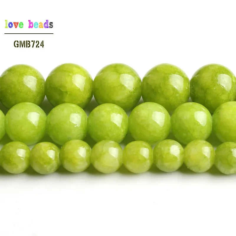 Stone Beads Lemon Green Jades-Style Round Strand Bracelet for DIY Jewelry Making