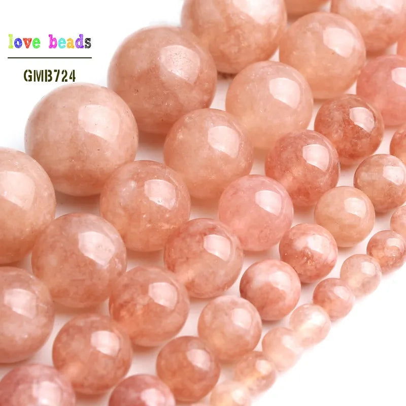 Stone Beads Round Nude Angelite Sunstone Styles for DIY Jewelry Making