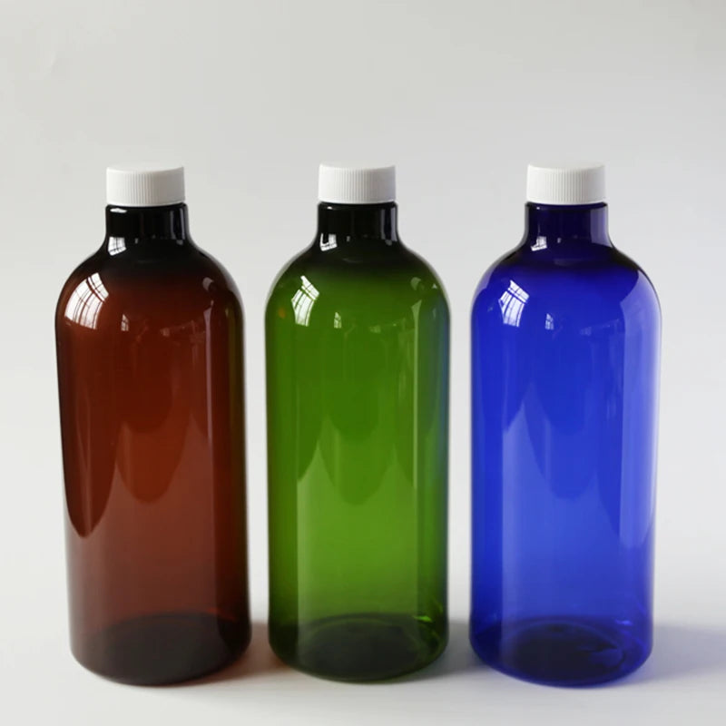 Screw-Cap Bottles Empty PET Brown Green Blue Large Packaging 5 Pack