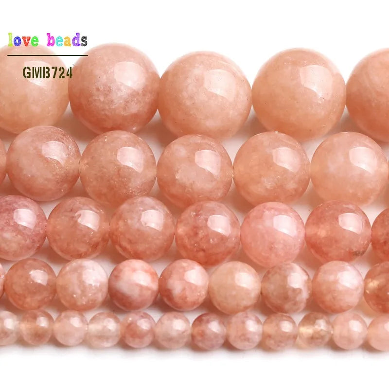 Stone Beads Round Nude Angelite Sunstone Styles for DIY Jewelry Making