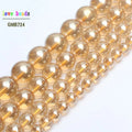 Glass Beads Gold Champagne Titanium-Coated Round for DIY Jewelry Making