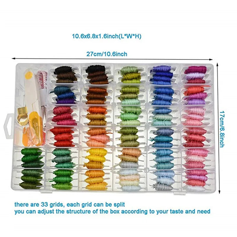 Embroidery Thread Organizer Kit with Bobbins, Needles, Threader & Box