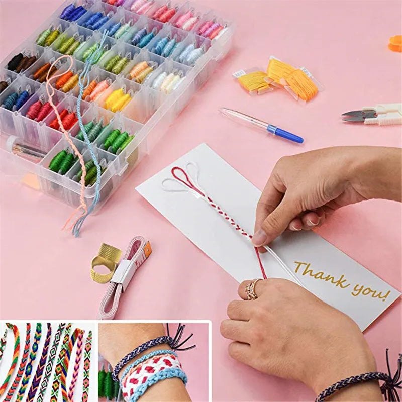 Embroidery Thread Organizer Kit with Bobbins, Needles, Threader & Box