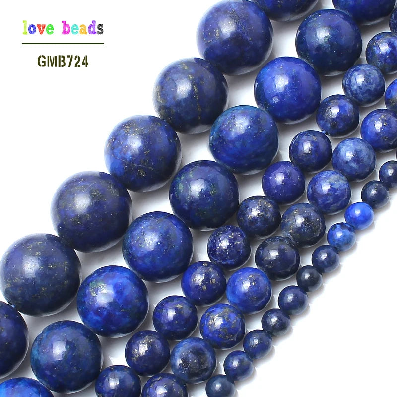 Stone Beads Lapis Lazuli Round Strand Necklace Bracelet-F00078 Bracelet Supplies