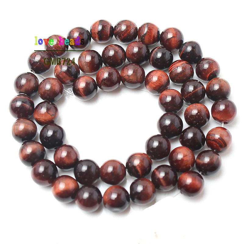 Stone Beads Round Red Tiger Eye Spacer Strand for DIY Jewelry Making Craft Beads
