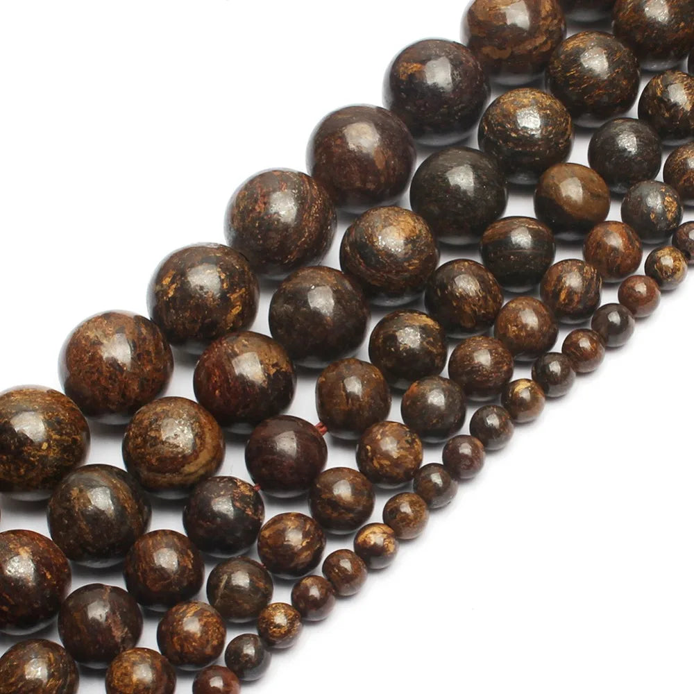 Stone Beads Round Brown Bronzite-Style Spacers for DIY Jewelry Making