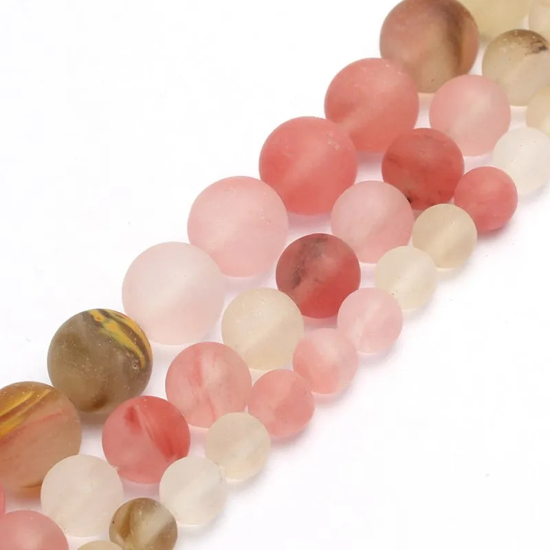 Stone Beads Matte Round Morganite Agate Tiger Eye Styles for DIY Jewelry Making