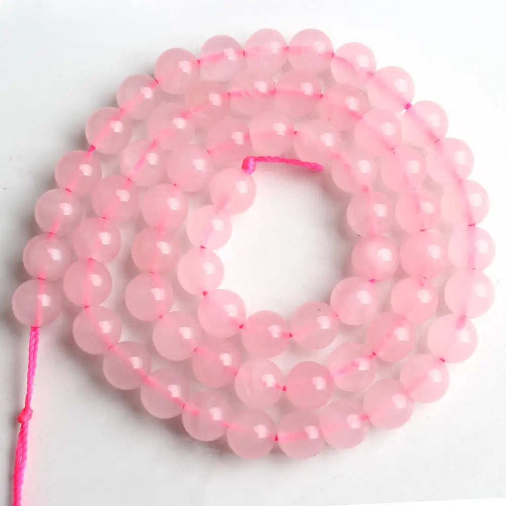 Stone Beads Round Pink Rose Quartz-Style for DIY Jewelry Making Craft Beads