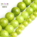 Stone Beads Lemon Green Jades-Style Round Strand Bracelet for DIY Jewelry Making